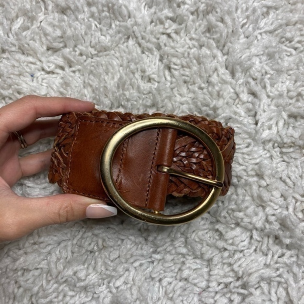 Rough‎ Roses brown leather braided belt - Picture 3 of 7